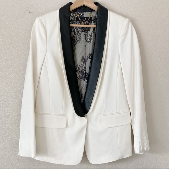Tibi Tuxedo Jacket with Leather Lapels - Picture 3 of 13